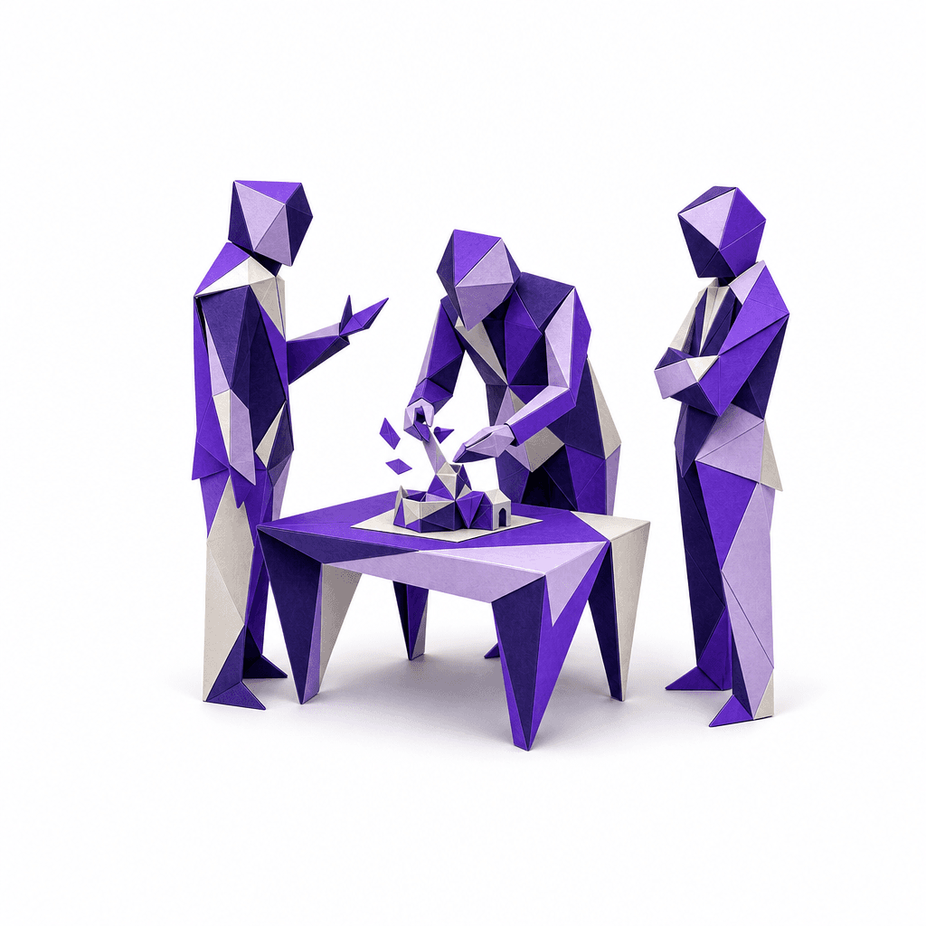 La maqueta a medio levantar sobre la mesa, con piezas en el aire entre las manos de quien la monta y la puerta en miniatura ya de pie