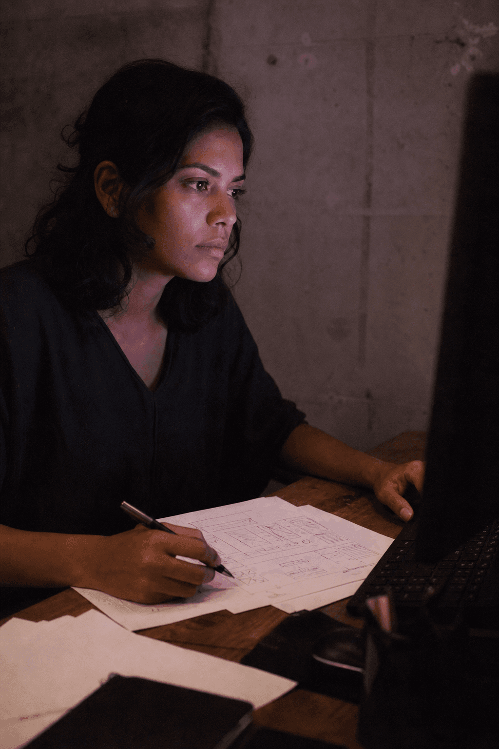 Designer da Flouds criando o layout de um site para empresa de Porto Alegre