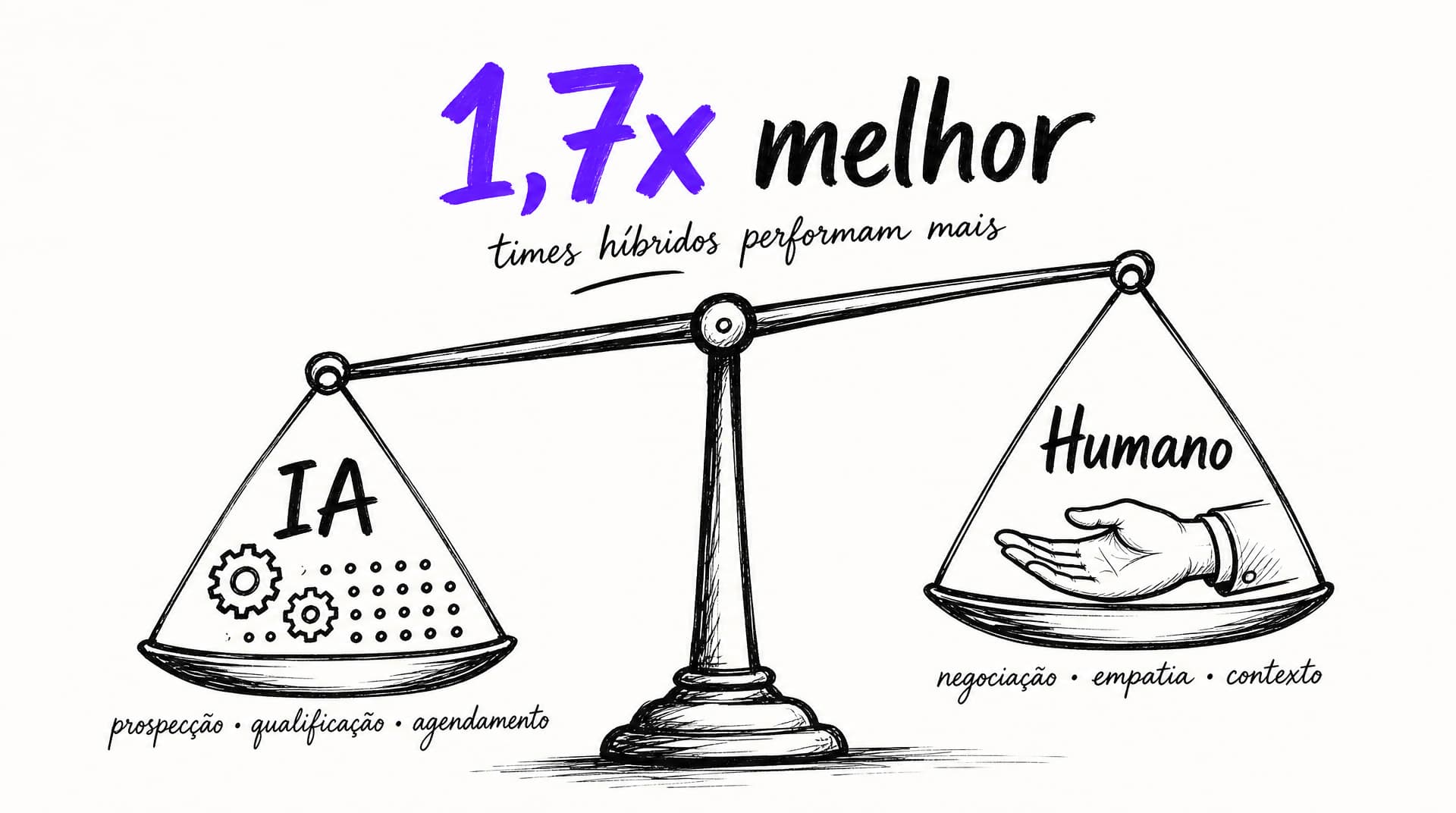 Infográfico mostrando que IA domina o volume e humanos dominam o valor